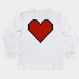 Pixel Art Heart Red Kids Long Sleeve T-Shirt